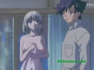Anime girl with enormous tits gets fucked by her boyfriend