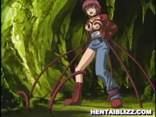 Manga girl caught and sexual attack by tentacles