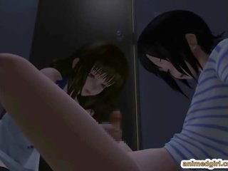 Sexy 3d animado japonesa transgénero chupando rabo