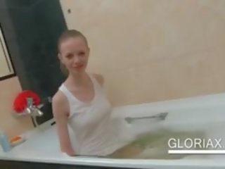 Slim Russian Teen Babe Washing Tight Cunt