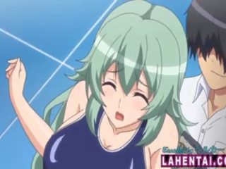 Hentai babeh in swimsuit gets fingered and analed