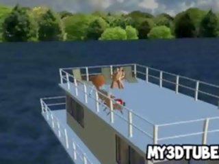 ماكر 3d رسوم متحركة شقراء فتاة يحصل على مارس الجنس في ل قارب