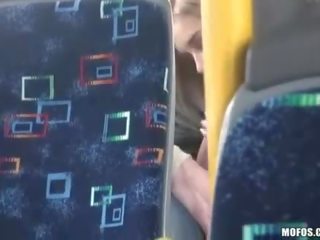 Guy films a couple having sex in the bus