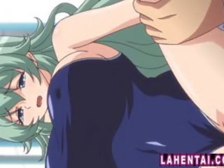 Hentai babeh in swimsuit gets fingered and analed