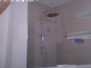 Preggo bolacha levando um duche em webcam