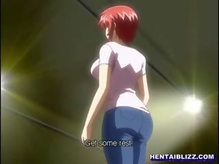 Renteng hentai redhead gets whipped and gangbanged